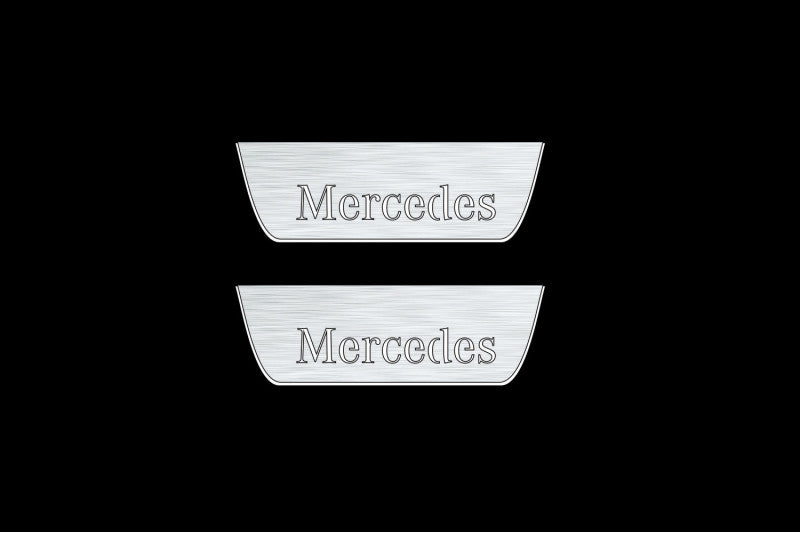 Mercedes C W205 2014-2021 LED Door Sills PRO With Mercedes-Benz Logo