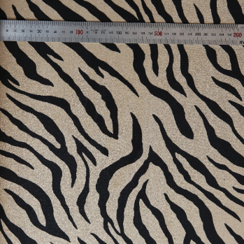 Adhesive span suede animal pattern fabric beige zebra