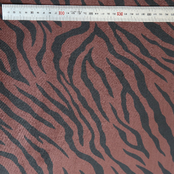 Adhesive span suede animal pattern fabric brown zebra
