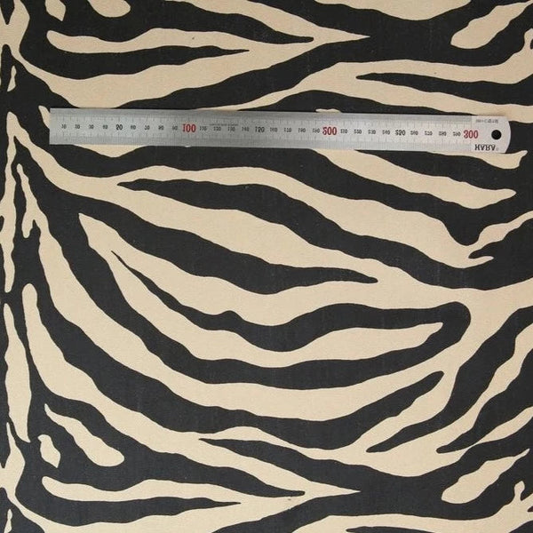 Adhesive span suede animal pattern fabric large beige zebra