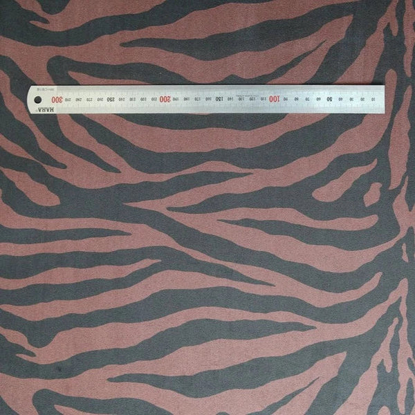 Adhesive span suede animal pattern fabric large brown zebra - decoinfabric