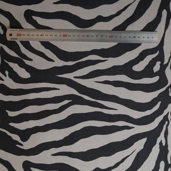 Adhesive span suede animal pattern fabric large grey zebra - decoinfabric
