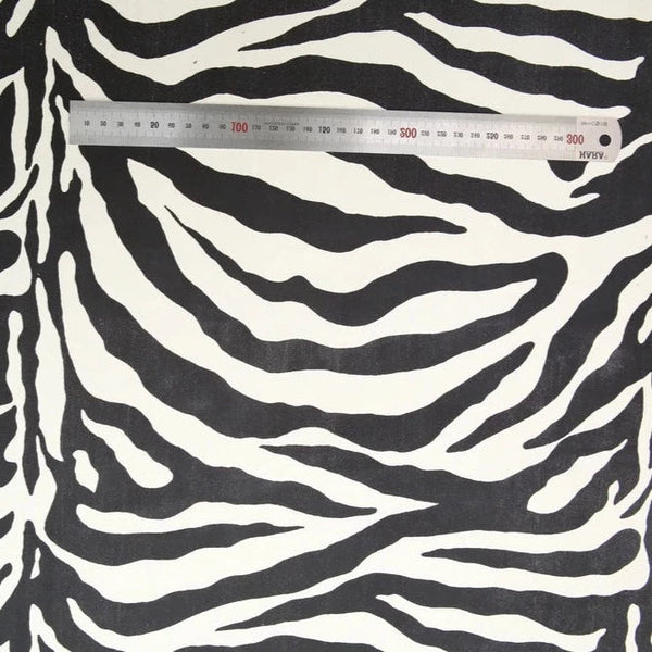 Adhesive span suede animal pattern fabric large white zebra - decoinfabric