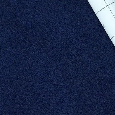 Adhesive suede span high pile texture fabric navy blue
