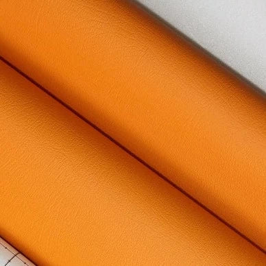 Adhesive faux leather original texture fabric orange