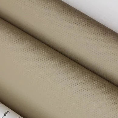 Adhesive faux leather perforation texture fabric beige - decoinfabric