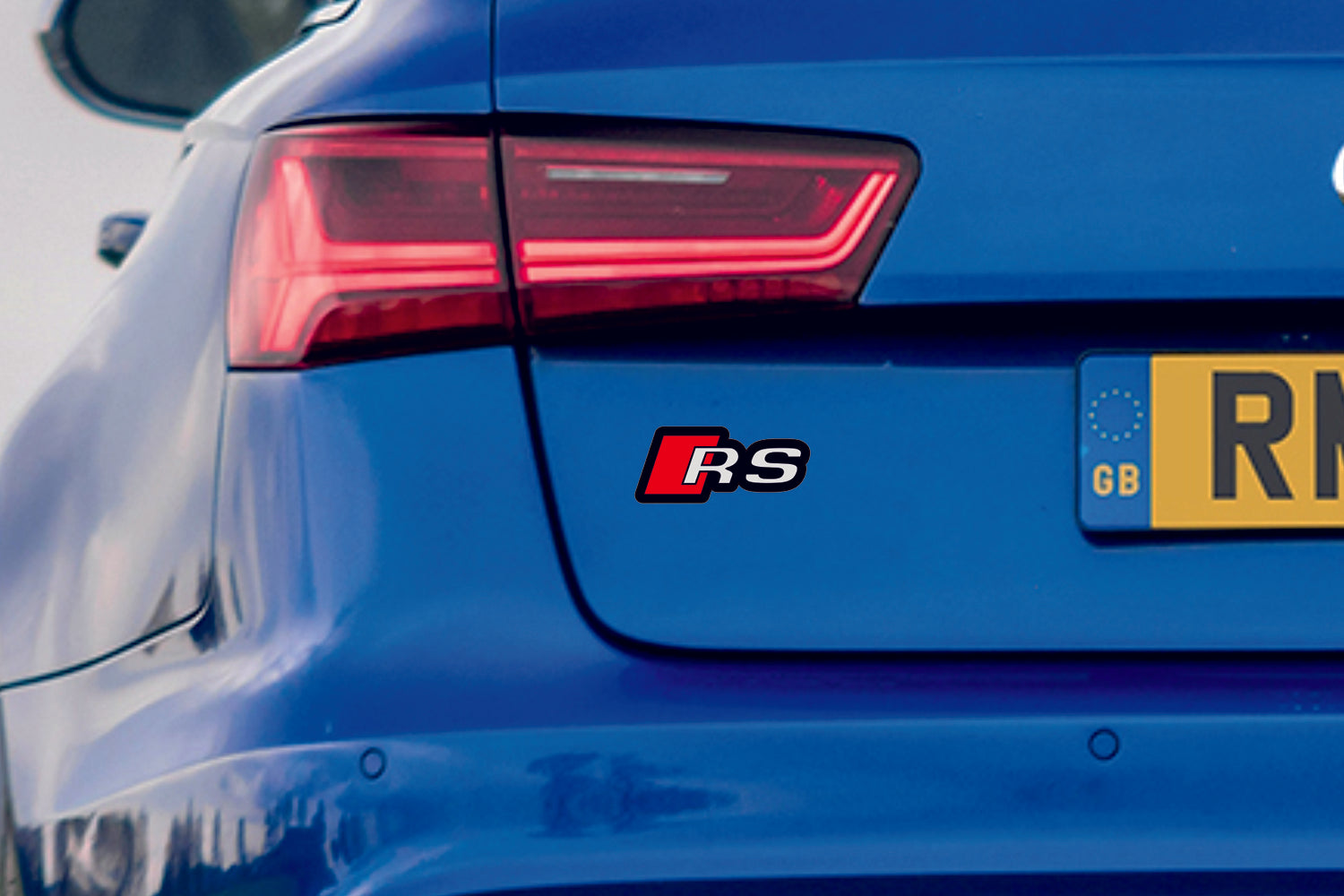 Audi RS tailgate trunk rear emblem with RS logo - decoinfabric