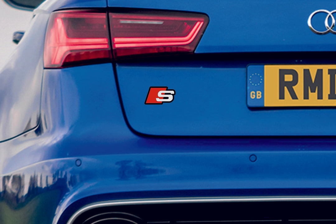 Audi S tailgate trunk rear emblem with S logo Audi emblems decoinfabric