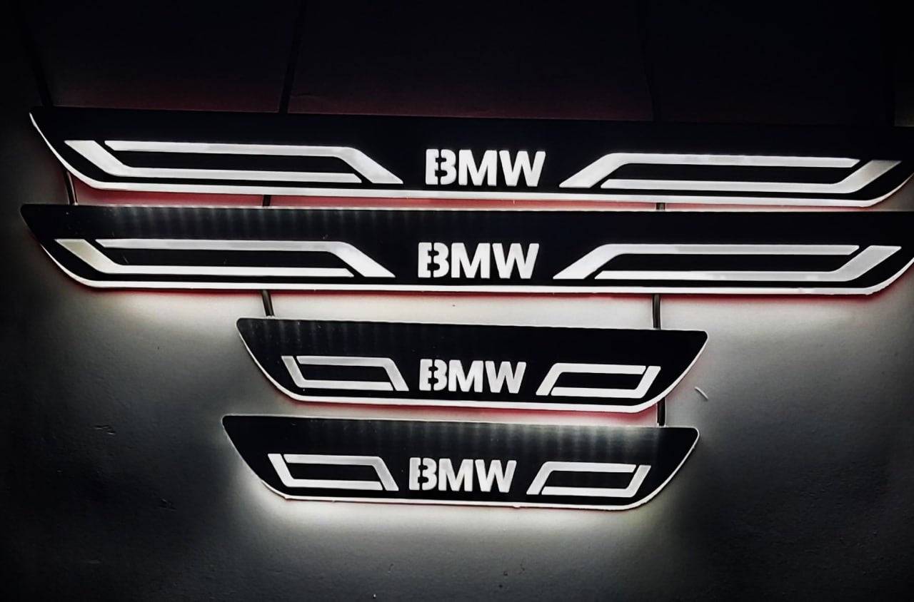 BMW 5 F10 2009-2017 LED Door Sills PRO With BMW LINE Logo BMW Led Door Sills opdesign
