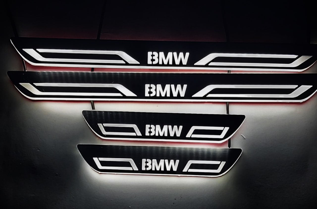 BMW X1 E48 2009-2015 LED Door Sills PRO With BMW LINE Logo BMW Led Door Sills opdesign