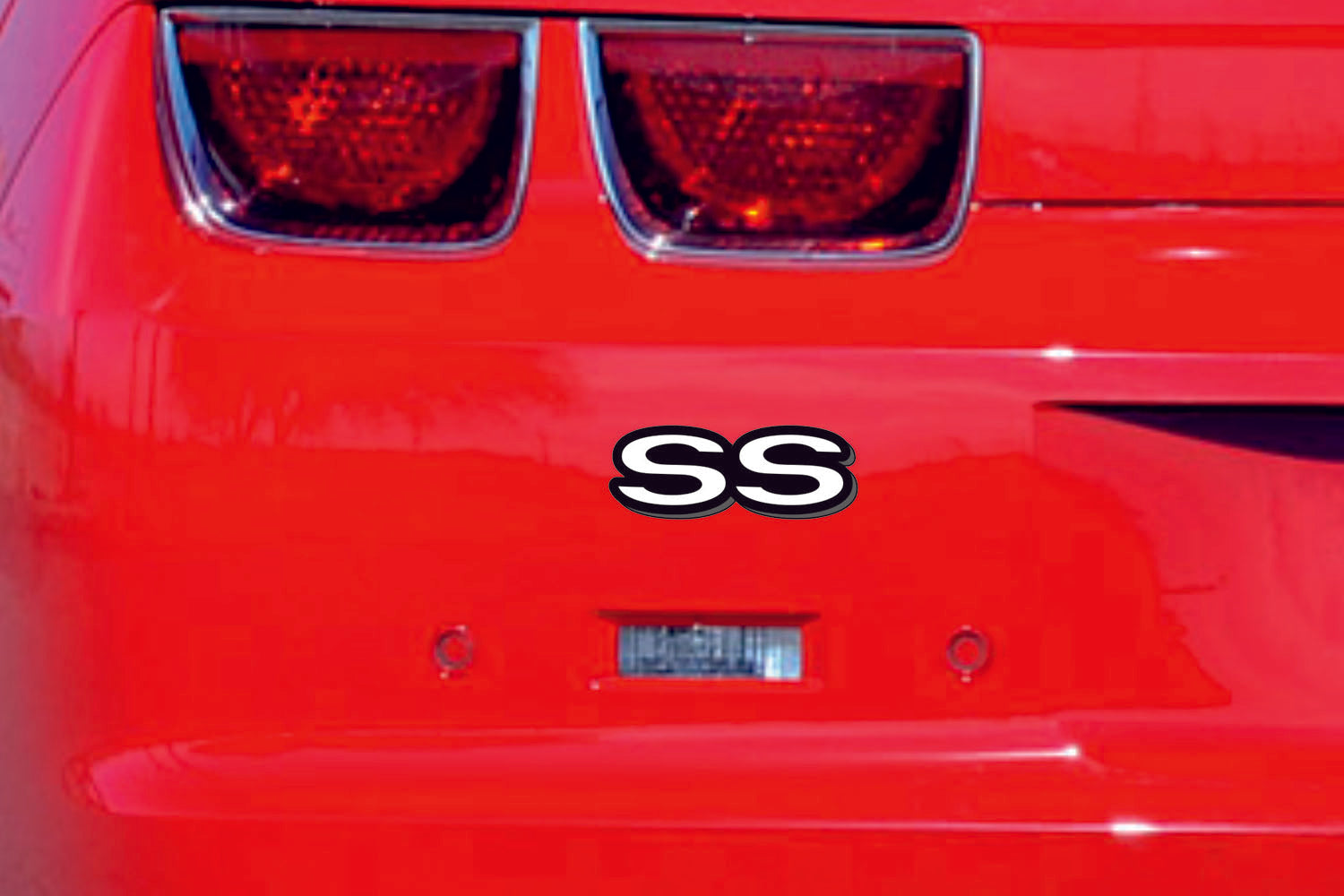 Chevrolet tailgate trunk rear emblem with SS logo (type 2) Chevrolet emblems decoinfabric BLACK WHITE