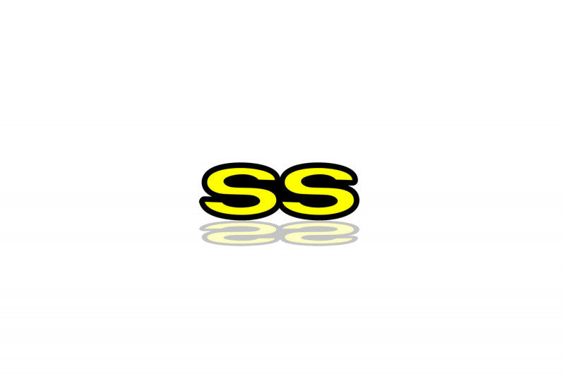 Chevrolet tailgate trunk rear emblem with SS logo (type 2) Chevrolet emblems decoinfabric BLACK YELLOW