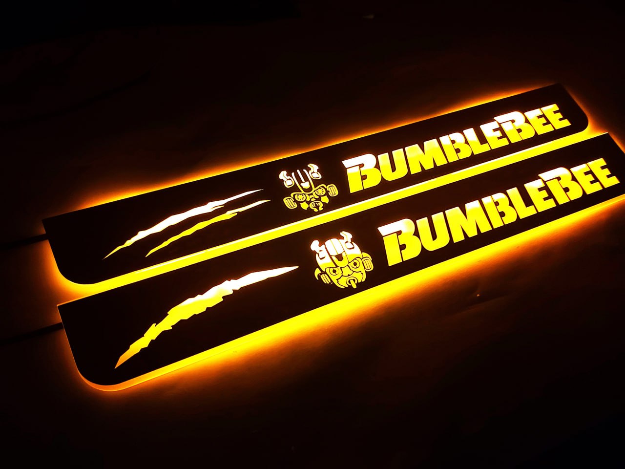 Chevrolet Camaro V 2009-2015 LED Door Sill With Logo BumbleBee Chevrolet Led Door Sills opdesign