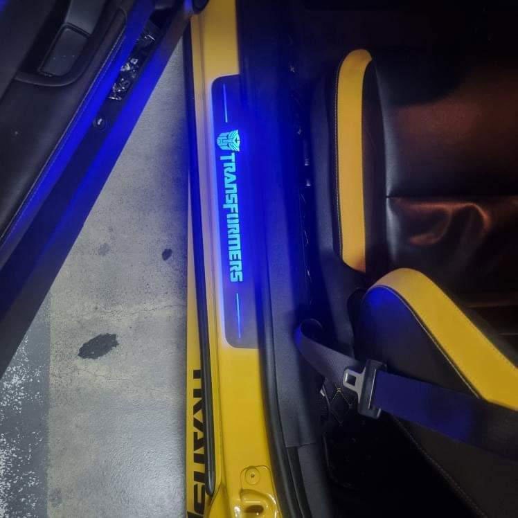 Chevrolet Camaro V 2009-2015 LED Door Sill With TRANSFORMERS Logo Chevrolet Led Door Sills opdesign
