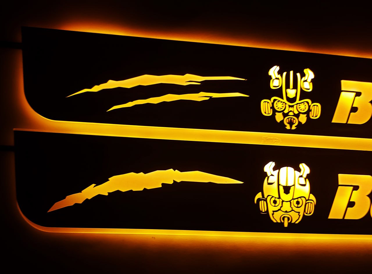 Chevrolet Camaro VI 2016+ LED Door Sill With Logo BumbleBee Chevrolet Led Door Sills opdesign