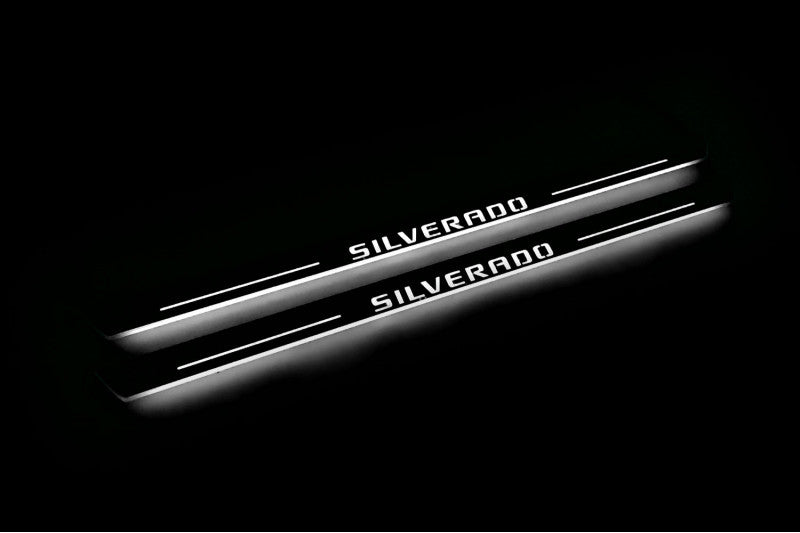 Chevrolet Silverado III 2014-2019 Door Sill Lights With Logo Silverado Chevrolet Led Door Sills opdesign