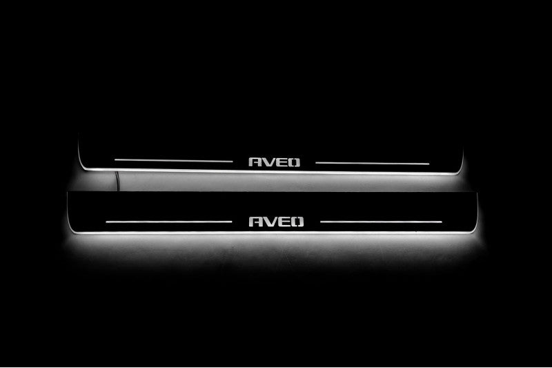 Chevrolet Aveo II 2011+ Led Door Sills With Logo Aveo Chevrolet Led Door Sills opdesign