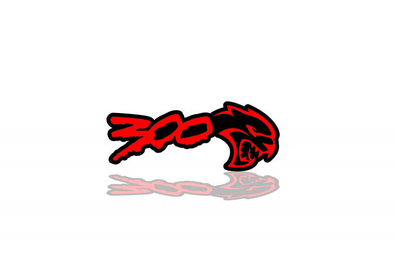 Chrysler 300C II radiator grille emblem with 300 + Hellcat logo (type 2) Chrysler emblems decoinfabric BLACK RED