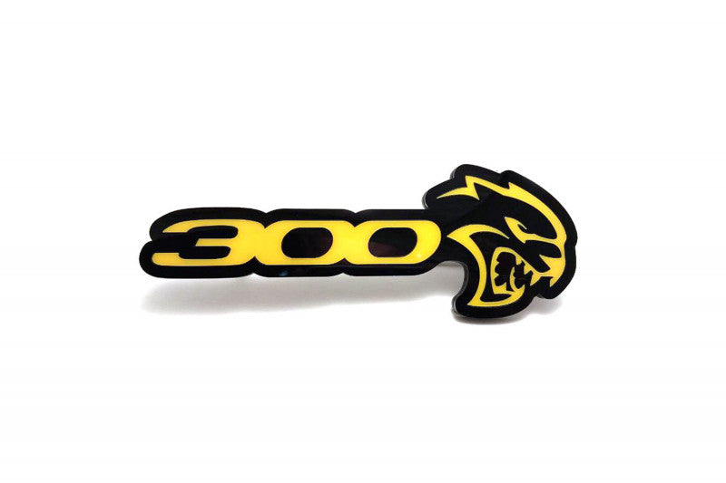Chrysler 300C II radiator grille emblem with 300 + Hellcat logo Chrysler emblems decoinfabric BLACK YELLOW