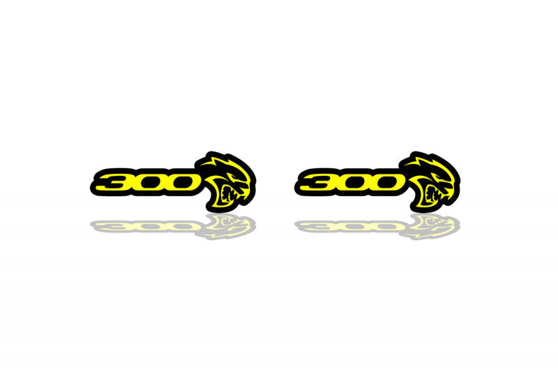Chrysler 300C II emblem for fenders with 300 + Hellcat logo Chrysler emblems decoinfabric BLACK YELLOW