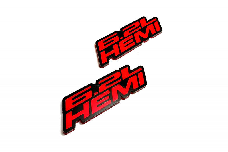 Chrysler Emblem & Badges set with 6.2L Hemi logo Chrysler emblems decoinfabric BLACK RED