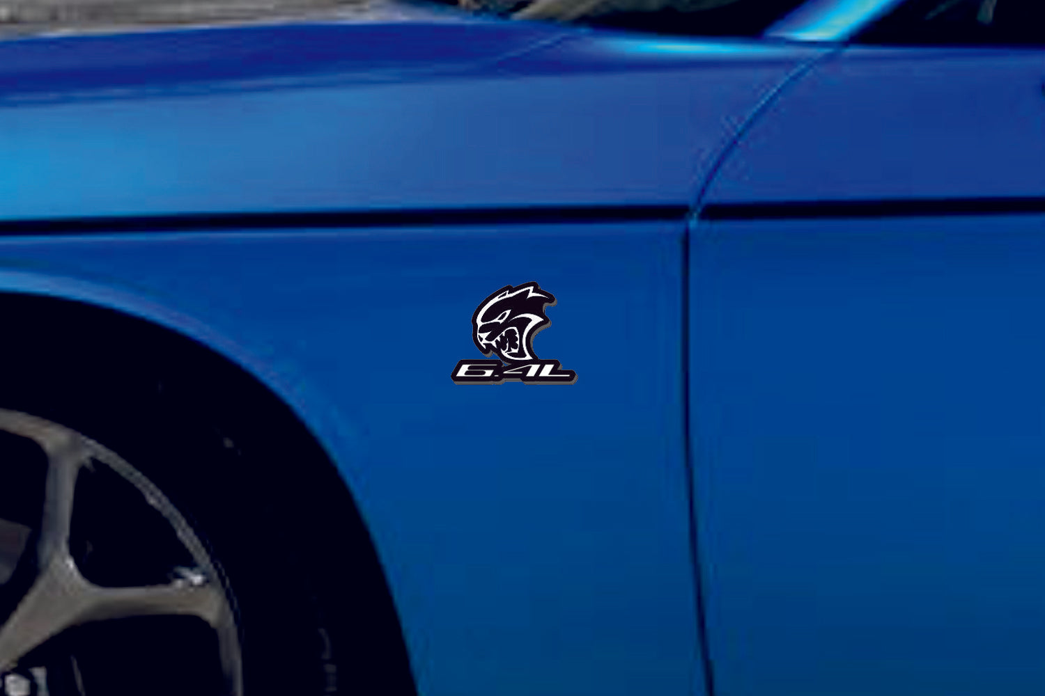 Chrysler emblem for fenders with Hellcat 6.4L logo Chrysler emblems decoinfabric BLACK WHITE