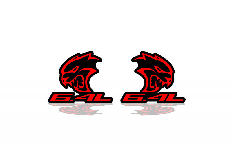 Chrysler emblem for fenders with Hellcat 6.4L logo Chrysler emblems decoinfabric BLACK RED
