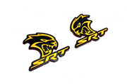 Chrysler emblem for fenders with Hellcat + SRT logo Chrysler emblems decoinfabric BLACK YELLOW