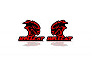 Chrysler emblem for fenders with Hellcat + text Hellcat logo Chrysler emblems decoinfabric BLACK RED