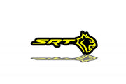 Chrysler Radiator grille emblem with SRT Hellcat logo (type 2) Chrysler emblems decoinfabric BLACK YELLOW