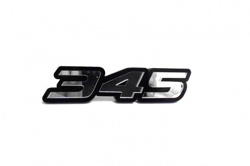 Dodge Challenger trunk rear emblem between tail lights with 345 logo Dodge emblems decoinfabric BLACK SILVER MIRROR