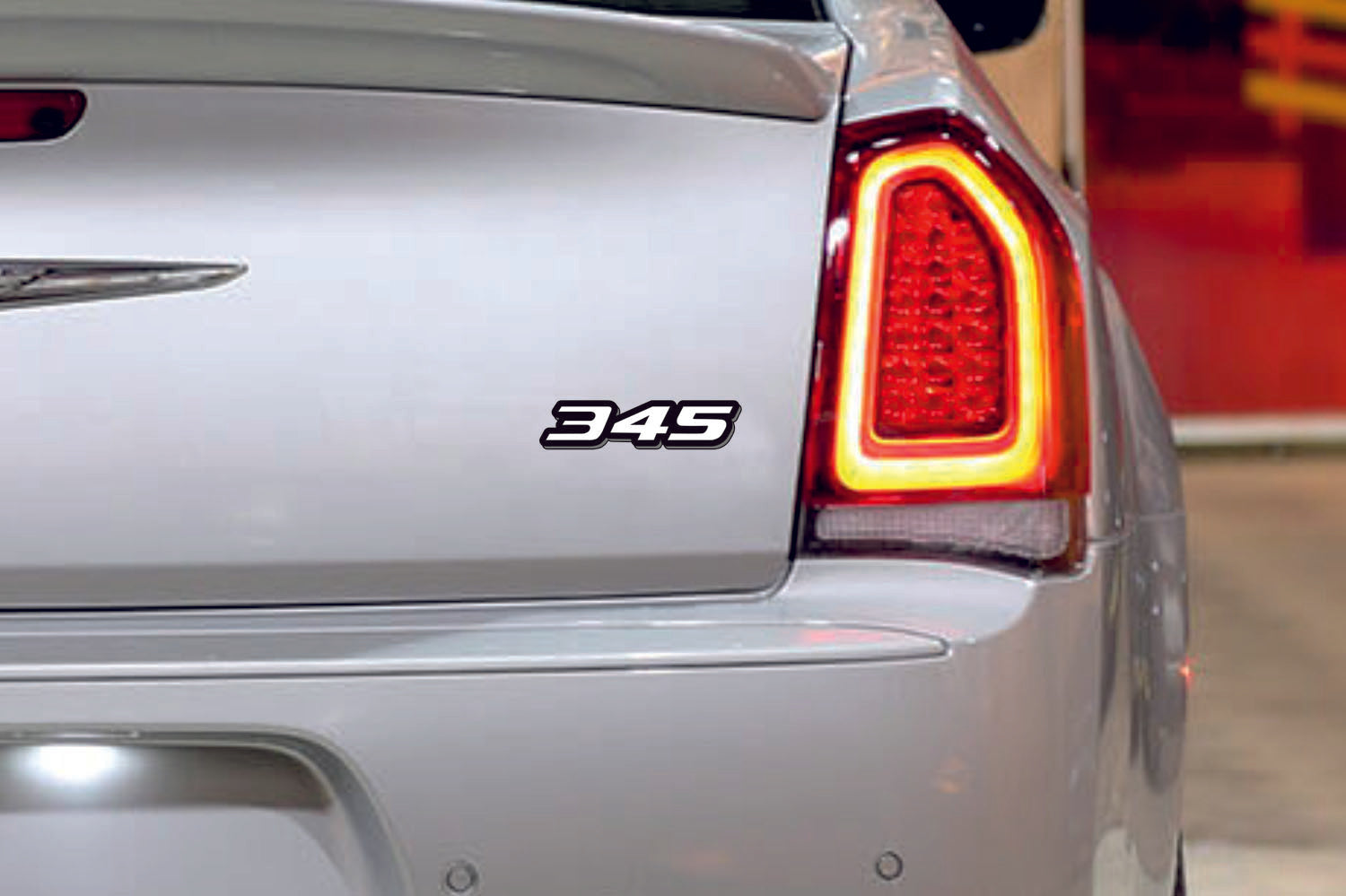 Chrysler tailgate trunk rear emblem with 345 logo Chrysler emblems decoinfabric