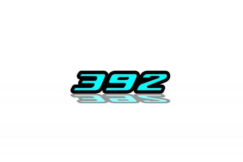 Chrysler tailgate trunk rear emblem with 392 logo Chrysler emblems decoinfabric BLACK LIGHT BLUE