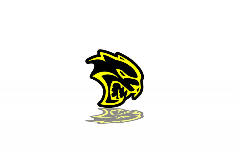 Chrysler tailgate trunk rear emblem with Hellcat logo Chrysler emblems decoinfabric BLACK YELLOW