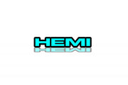 Chrysler tailgate trunk rear emblem with HEMI logo Chrysler emblems decoinfabric BLACK LIGHT BLUE