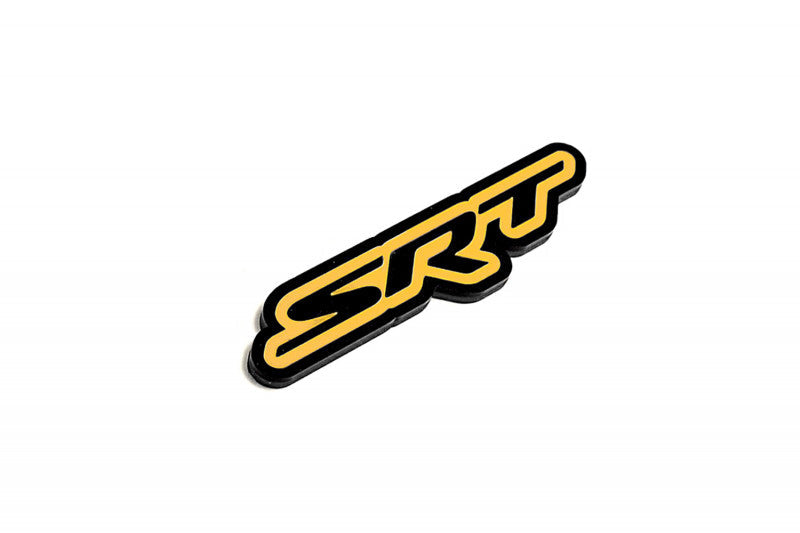 Chrysler tailgate trunk rear emblem with SRT logo (Type 2) Chrysler emblems decoinfabric BLACK YELLOW