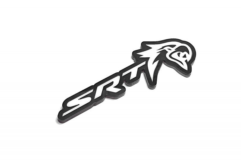 Jeep tailgate trunk rear emblem with SRT Trackhawk logo Chrysler emblems decoinfabric BLACK WHITE