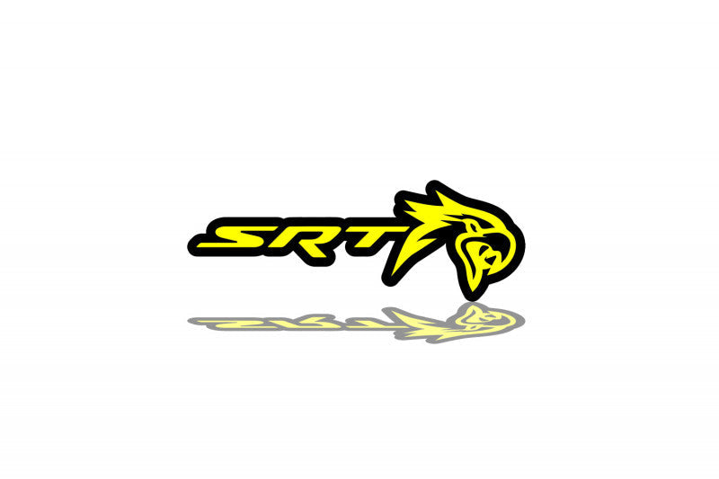 Jeep tailgate trunk rear emblem with SRT Trackhawk logo Chrysler emblems decoinfabric BLACK YELLOW