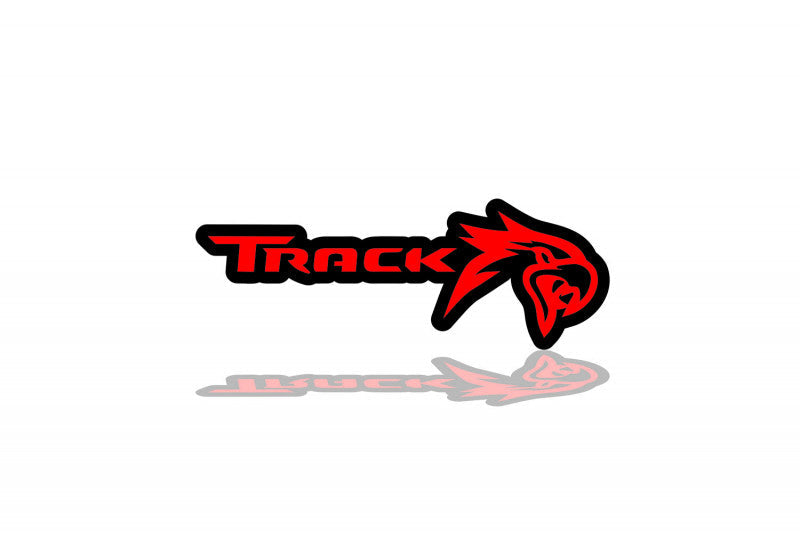 Jeep tailgate trunk rear emblem with Track + Hawk logo Jeep emblems decoinfabric BLACK RED