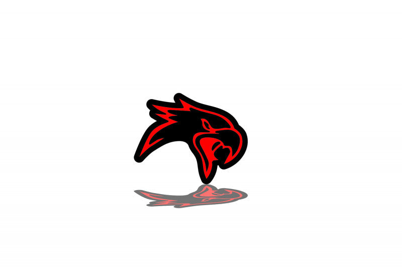 Jeep tailgate trunk rear emblem with Trackhawk logo (head) Jeep emblems decoinfabric BLACK RED