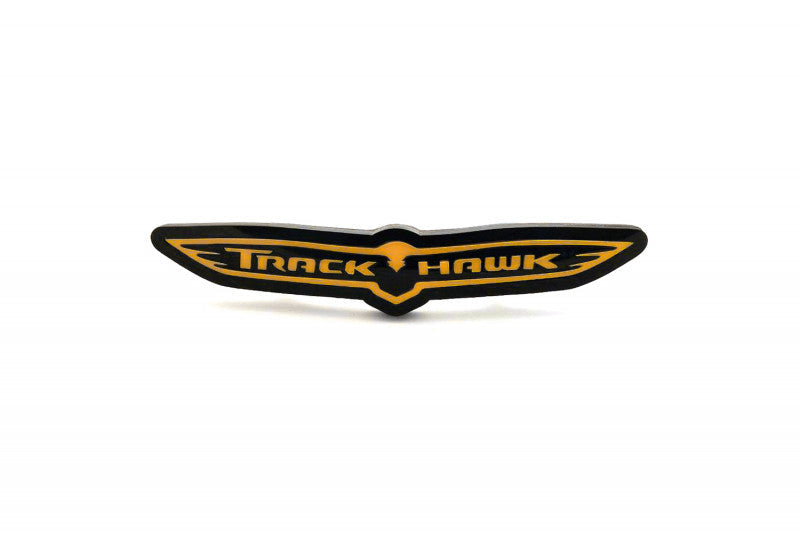 Jeep tailgate trunk rear emblem with Trackhawk logo (type 2) Jeep emblems decoinfabric BLACK YELLOW