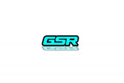 Mitsubishi tailgate trunk rear emblem with GSR logo Mitsubishi emblems decoinfabric BLACK LIGHT BLUE