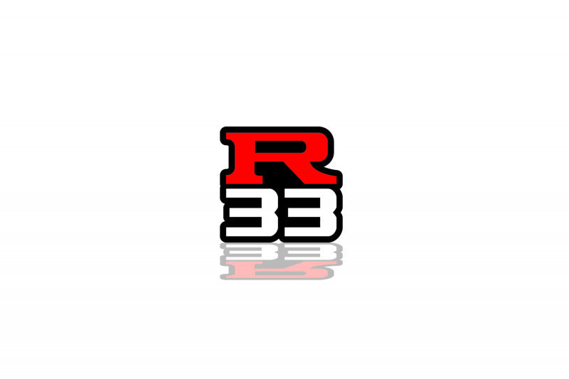 Nissan Skyline tailgate trunk rear emblem with R33 logo Nissan emblems decoinfabric BLACK WHITE