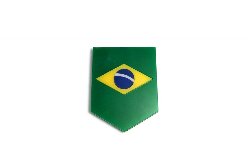 Car emblem badge with flag of Brasil - decoinfabric
