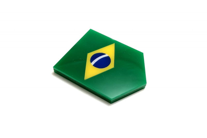 Car emblem badge with flag of Brasil - decoinfabric