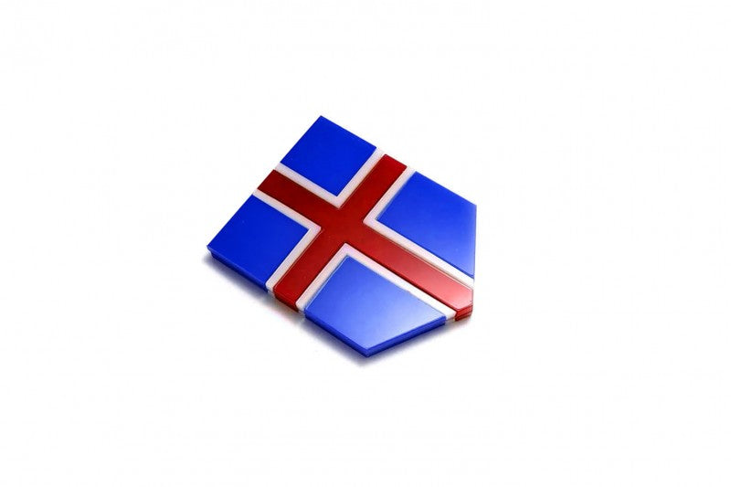 Car emblem badge with flag of Iceland Country Flag Emblems decoinfabric