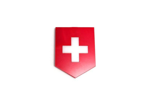 Radiator grille emblem with Switzerland logo