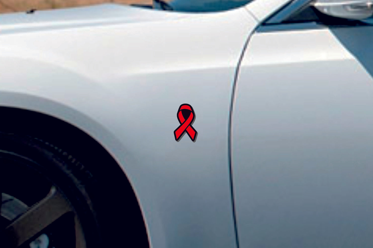 Car emblem badge for fenders with Cancer Ribbon logo - decoinfabric