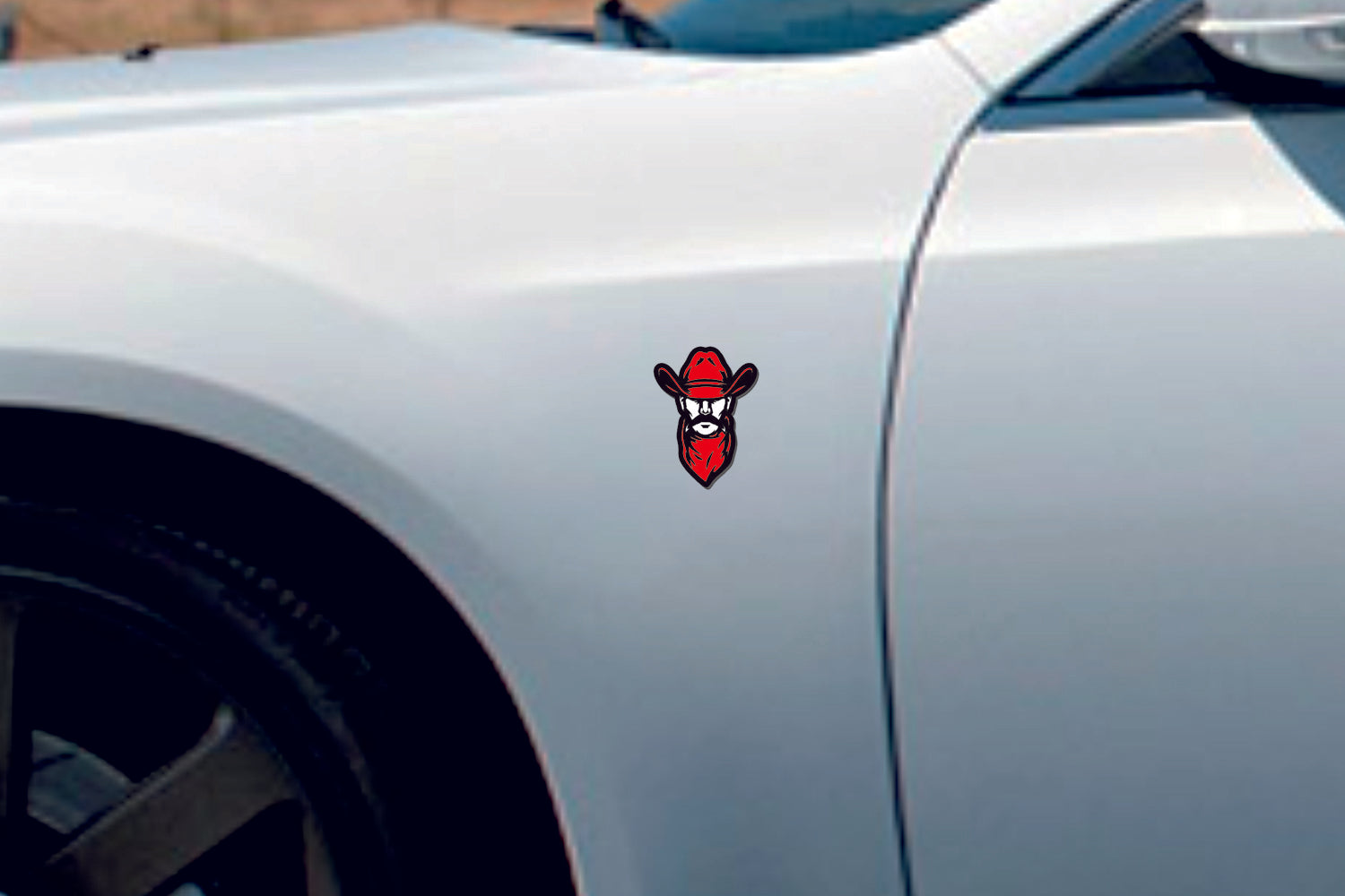 Car emblem badge for fenders with Cowboy logo Custom design emblems decoinfabric