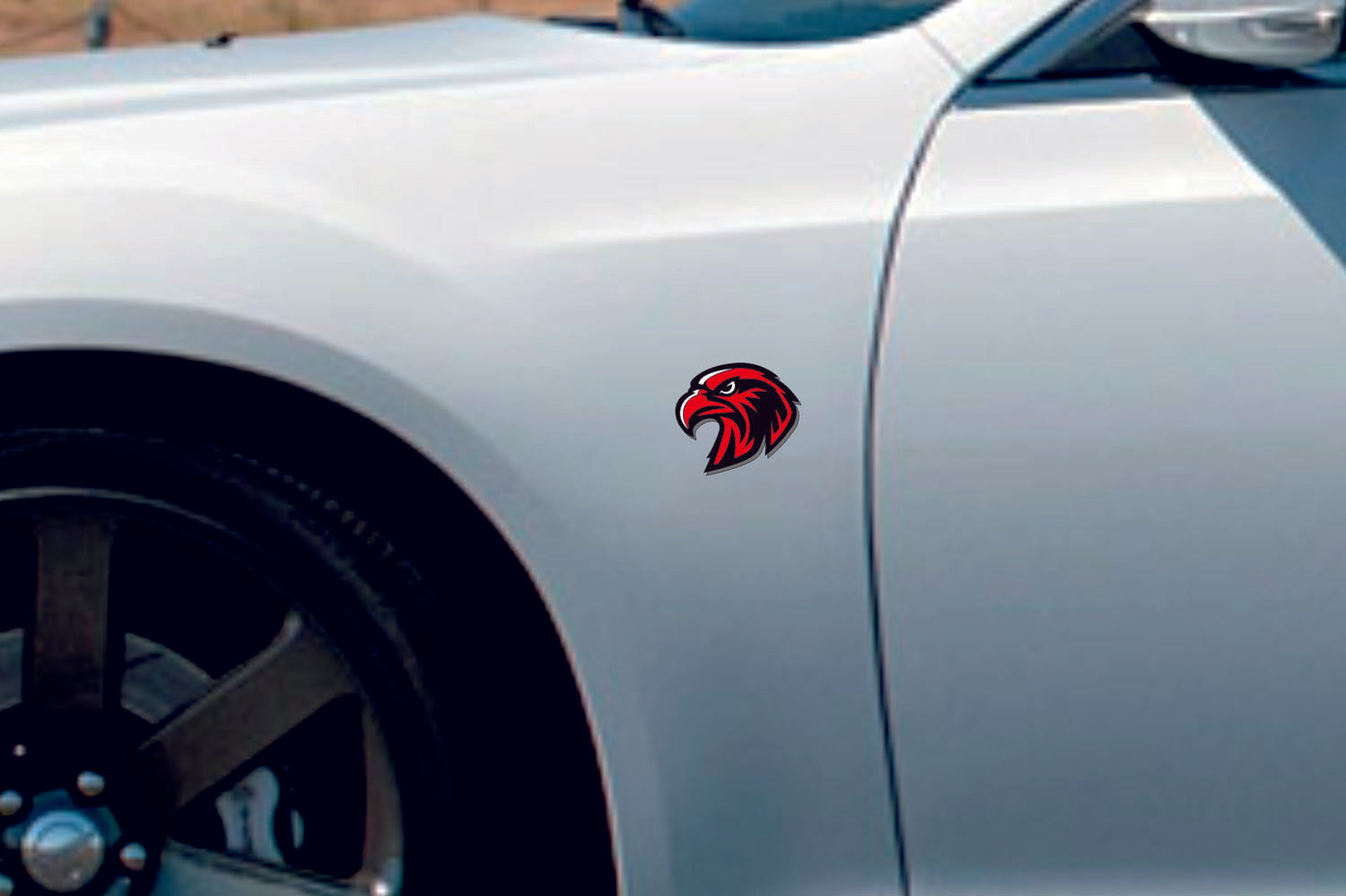 Car emblem badge for fenders with Hawk logo Custom design emblems decoinfabric